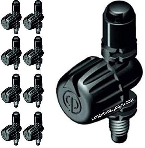 Suinga Pack 50 Microaspersor de Riego 360º Circular. Radio Alcance 0 a 3,5 Metros. Caudal Regulable de 0 a 105 l/h. Presión de Agua 0,5 a 2,5 Bar. Se Puede pinchar en la tuberia