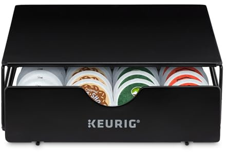 Keurig Slim Non-Rolling Drawer Coffee Pod Storage, Stainless Steel, Black