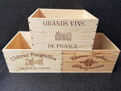 3 pack of Traditional FRENCH WOODEN WINE Box/Crate/Storage unit (6 bottle size)