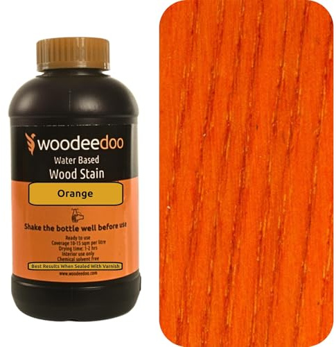 WooDeeDoo Water Based Wood Stain | Wood Dye | Ready to Use | Environmentally Friendly | Solvent Free | Odour Free | 200 ml | Orange