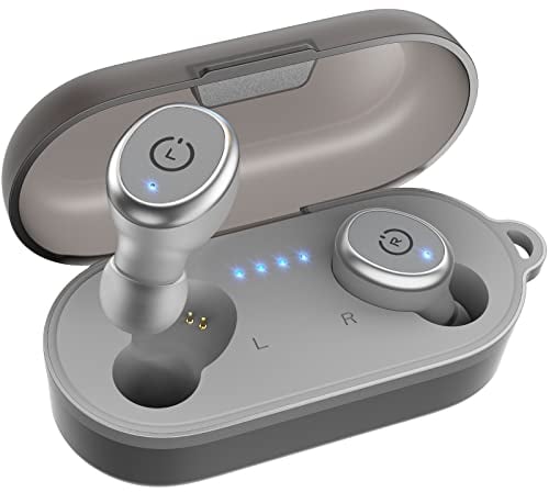 TOZO T10 Bluetooth Kopfhörer Kabellos In Ear Ohrhörer Sport Bluetooth 5.3 IPX8 Wasserdicht Headset mit kabellosem Ladecase Mikrofon Premium Sound Bass Grau