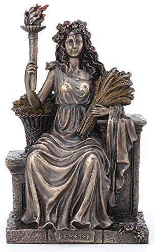 Veronese Design Demeter, griechische römische Göttin der Landwirtschaft, sitzender Thron, antikes Bronze-Finish