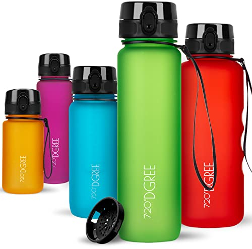 720°DGREE Botella Agua 650ml “uberBottle“ - Tamiz-Fruta, softTouch - Sin BPA, Prueba de Fugas, Reutilizable - Cantimplora, Water Bottle Ideal para Deporte, Fitness, Gimnasio, Senderismo, Colegio