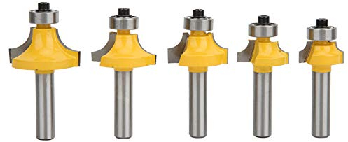 5pcs Bit di Router Gambo 8mm Set di Utensili ad Angolo Arrotondato Acciaio al Carbonio Utensili Taglio Professionali per Legno Bit diRouter per Taglio Cornice per Arrotondare il Legno