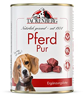 TACKENBERG 24 x 200 g Pferd Pur Nassfutter Dose für Hunde - Hundefutter in Premiumqualität - natürlich getreidefrei