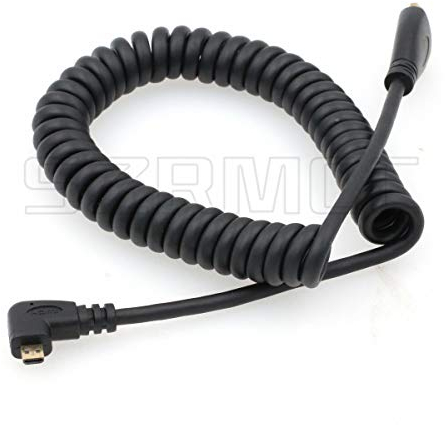 SZRMCC Câble spiralé micro HDMI vers HDMI coudé vers la gauche pour tablette, Canon, Sony, appareil photo reflex numérique, moniteur ATOMOS