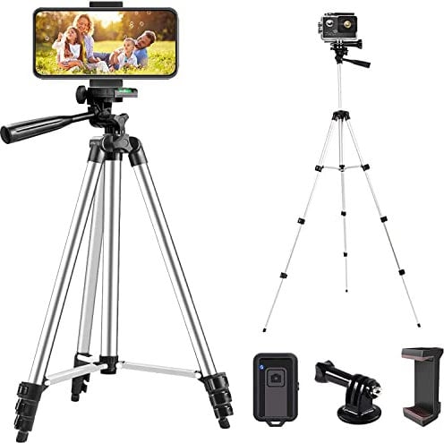 LINKCOOL 42 Phone Tripod Stand - Lightweight Travel Tripod for iPhone/Android Smartphones with Phone Holder & Bluetooth Remote