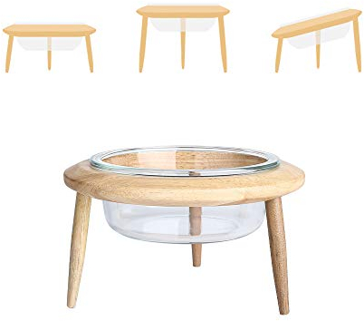 Glas hohe Klammer Katzennäpf Höhenverstellbar Hundenapf Futternapf Fressnapf Napf für Hund Katzen mit Massivholz Ständer(3 Installation Methods for Different Height) Klein