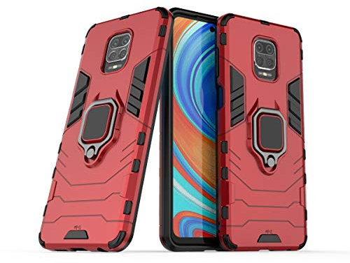 Funda para móvil Xiaomi Redmi Note 9 Pro/Redmi Note 9S/Redmi Note 9 Pro MAX Carcasa Magnética con Anillo Imán Híbrida Antigolpes Resistente Rígida Dura (Xiaomi Redmi Note 9 Pro/Note 9S, Rojo)