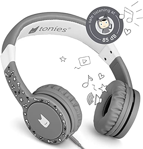 tonies® kabelgebundene Kopfhörer für Toniebox, gepolsterter Over-Ear-Kopfhörer mit kindersichere Lautstärkenbegrenzung zum Hören von Hörbüchern, 1,2 m Kabel und 3,5 mm Klinkenstecker, Grau