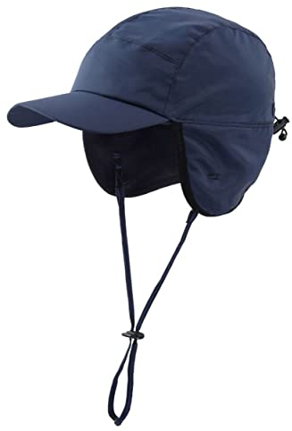 Magracy Outdoor-Baseballkappe für Herren, wasserdicht, Wintermütze mit Ohrenklappen, marineblau, L