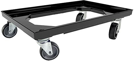 EU Transportroller für Boxen 60 x 40 cm ohne Bremse Schwarz, mit 4 Lenkrollen Rollwagen Euroboxen Eurobehälter