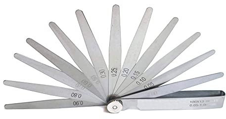 Feeler Gauges Stainless Steel, Set of 13 Metric Gap Feeler Gauges Measuring Tool From 0.05-1.00mm