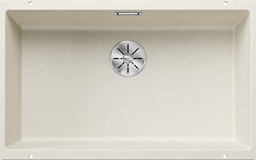 BLANCO SUBLINE 700-U Fregadero de granito de color blanco suave de SILGRANIT, tipo de montaje: bajo encimera, para armarios inferiores de 80 cm de ancho, forma de lavabo 2 en 1: dos cuencas, un