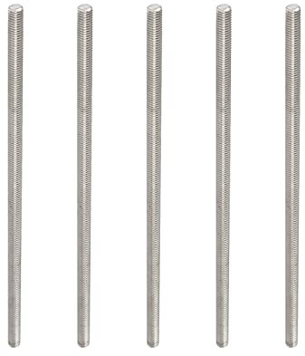 Rebower Totalmente Roscado Varilla 304 Inoxidable Acero Perno Prisionero Barra, [para Perchas Abrazaderas U Pernos] - M6 x 180mm Macho Roscado/Plateado/Paquetes de 5