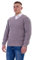 Mens Jumper Cable Knit V-Neck Chunky Pullover Warm Casual Long Sleeve Sweater Grey