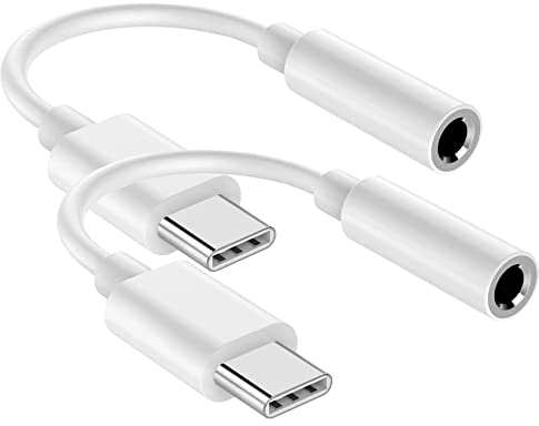 Zuofan Lot de 2 Adaptateur de Prise de Casque USB C à 3,5 mm, Adaptateur écouteurs Audio Numérique Type C vers Audio Compatible avec Pixel, Xiaomi, Huawei, Blanc