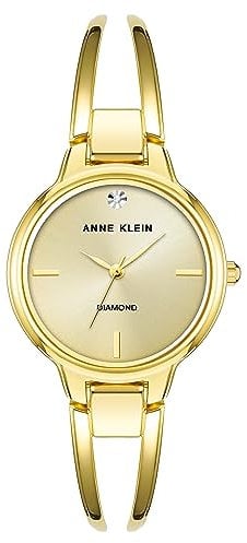 Anne Klein Women's Genuine Diamond Dial Bangle Watch Gold