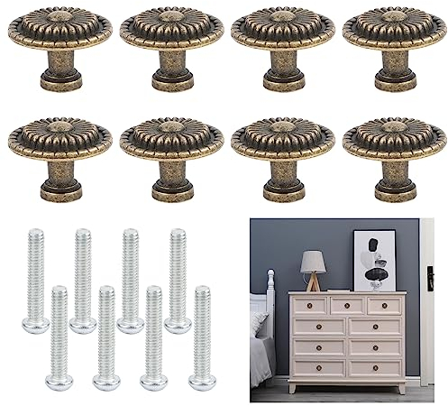 SUPRROW Schrankknäufe im Vintage-Stil, 8 Stück Bronze Möbelknöpfe, Schubladenknöpfe mit Schrauben, Möbelknöpfe Antik, Schrankgriffe Knauf für Küchenschränke, Kommoden, Möbel, Schubladen (Bronze)