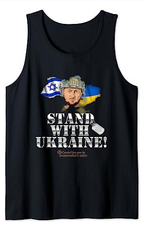 Ukraine Israel Flaggen Dog Tag Zelensky Stand with Ukraine Tank Top