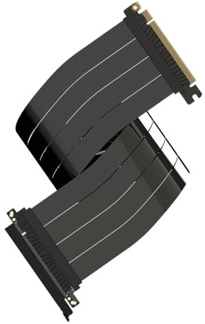 LINKUP - AVA5 PCIE 5.0 Riser-Kabel [60cm (Gesamtlänge 64cm)] RTX5090 RX9070 GPU Bereit | x16 128GB/s Geschwindigkeit | PCIe 4.0 & WRX80/WRX90E Kompatibel | Gerade, Schwarz