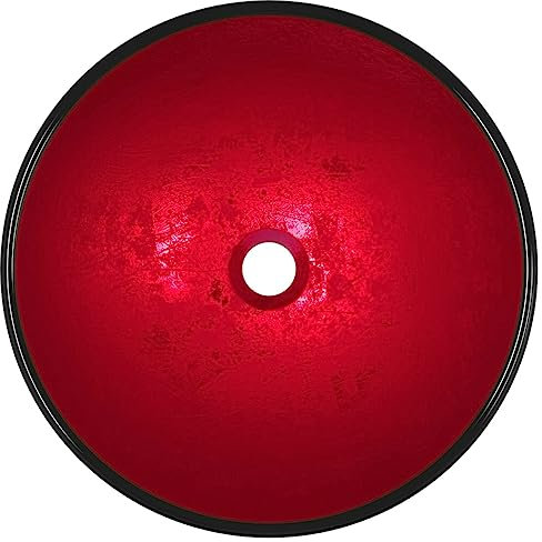 Gecheer Waschbecken Aufsatzwaschbecken Waschtisch Waschplatz Handwaschbecken Waschschale Aufsatzbecken Becken Badezimmer Hartglas 42x14 cm Rot