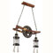Steampunk Lampe Hängeleuchte Vintage Industrial Pendelleuchte Holz Metall, Laternen Zahnrad, Glas, messing, 2x E27, LxBxH 62x20x110 cm