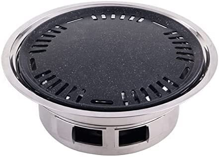 Barbacoa Barbacoa De Acero Inoxidable Al Aire Libre, Barbacoa De Placa De Hierro, Calentamiento Rápido, Antiadherente, Conveniente Barbacoa Redonda Pequeña para El Hogar, Cocina Al Aire Libre,B,40CM