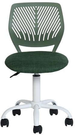 FurnitureR Set von 1 Schreibtisch Stuhl, einstellbare Höhe Task Stuhl, Drehstuhl mit kleinem Loch Rückenlehne Design für Schlafzimmer Arbeitszimmer, Dunkelgrün