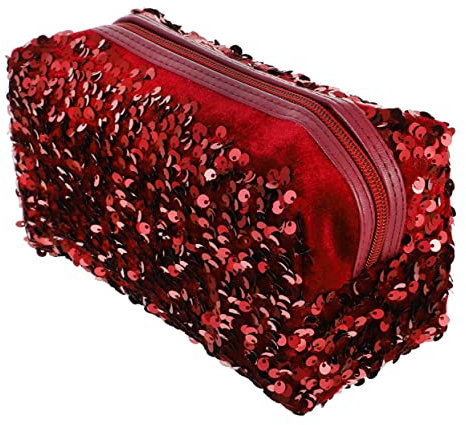 CRILSTYLEO 1pièce Trousse De Maquillage Sequins Sac De Rangement à Capacité pour Voyage Et Toilettes Couleur Zipper Pratique pour Cosmétiques Et Articles De Toilette