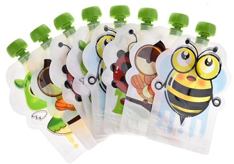 Lot De 8 Gourde Compote Rechargeable, Pochettes Aliments Bébés, Sachets De Purée Pour Bébé Faits Maison, Réutilisables Pochettes De Nourriture Pour Bébé Sac De Pour Smoothie, Purée De Fruits, Yogourt