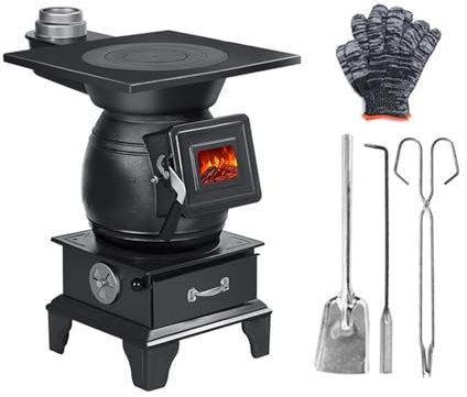 AISINILALAO Réfacteur en Fonte en Fonte à Bois, cuisinière Eless pour Une Utilisation intérieure et extérieure, idéale pour Les tentes, et abris pour Le Chauffage et la Cuisson Quotidienne