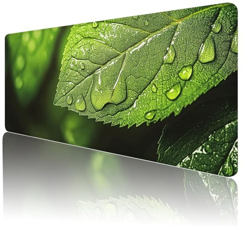 Gaming Mauspad Grün Mousepad XXL 1800x900 mm einfach zu reinigen ,Maschinenwaschbar mouse pad Blätter Großer Erweiterter Schreibtischunterlage mouse mat, Verbessert Präzision und Geschwindigkeit, Q-97