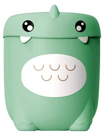BESCH Cubo Papelera para Habitaciones con Forma de Dinosaurio Verde - Cubo de Basura Sin Tapa para Escritorio, Papelera Pequeña Forma Animal