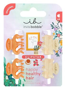 invisibobble - CLIPSTAR XS Oasis Petit Citrus - 4-teiliges Haarspangen-Set - Kleine, farbenfrohe Haar Clips für verspielte Frisuren - Trendiger Look, sicherer Halt, gesundes Haar