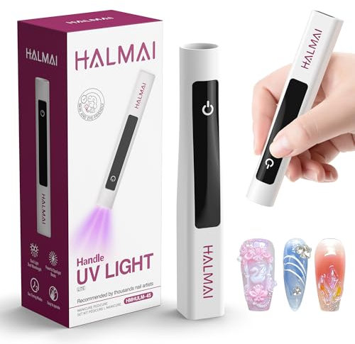Halmai Lampe UV portable pour vernis gel, mini lumière rouge portable avec DEL, sèche-ongles rechargeable par USB, outil de manucure à domicile avec séchage des ongles, estampage des ongles et aimant