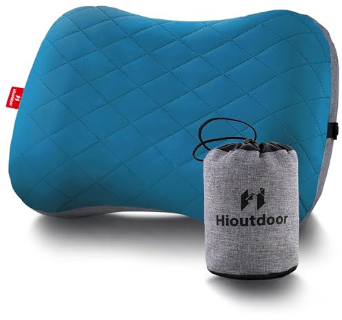 Hioutdoor Aufblasbares Kissen Kopfkissen für Camping mit Abziehbarem Kissenbezug Luftkissen Strandkissen Ergonomisches Reisekissen Outdoor Inflatable Travel Neck Pillow Bequemes Schlafkissen (Blue)