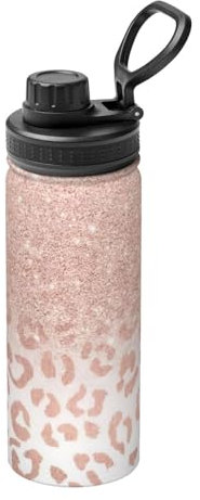 KAABNNT Rose Gold Glitter Print 18oz Stainless Steel Sports Insulated Kettle - Keeps Drinks Hot or Cold for Hours