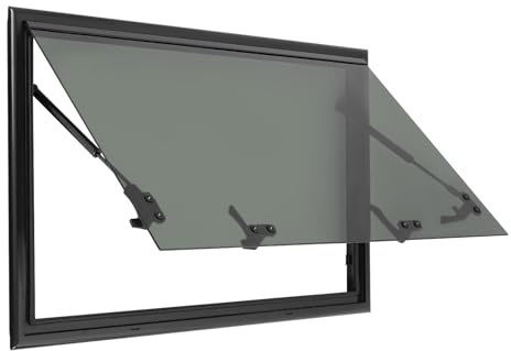 Wohnmobilfenster Universal Fenster Ausstellfenster, Wohnwagen Seitenfenster Externes Push Fenster mit integriertem Fliegengitter für RV Van Kastenwagen Camper (800x500mm, Gerade Ecken)