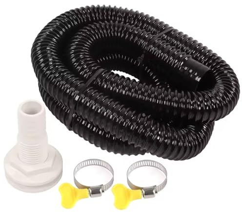 Cndiyald Bilge Pump Hose, 6ft Length Bilge Pump Hose 1 1/8 Inch Dia Plumbing Kit Flexible PVC Pipe with 2 Clamps for Boat, /8 Inch