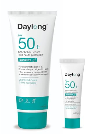 Crème-gel SPF 50+ | Protection solaire immédiate pour les peaux hypersensibles | Protection UVA, UVB & infrarouges | Extra-résistant à l'eau | Sans parfum | 100 ml + format voyage 10 ml