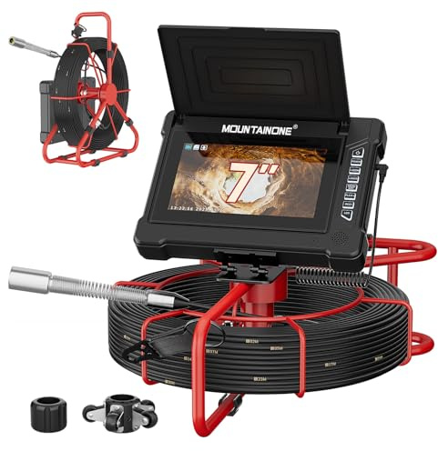 Rohrkamera mit 30M, Inspektionskamera mit DVR Recorder & Audio, 5MM Kabel mit Meter-Markierung Kanalkamera, Wasserdichtes IP68 7 Zoll IPS Monitor Endoskopkamera mit Licht, 32 GB TF-Karte