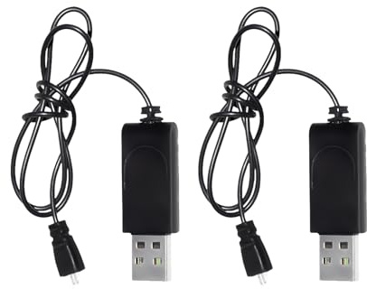 3.7v Battery Charger, 2 Pcs USB Drone RC Car Battery Charger with LED Indicator for RC Car Remote Toy Car, Lithium Battery USB Charging Cable for NiCd/NiMH/LiPo Batteries (3.7v-XH2.54)