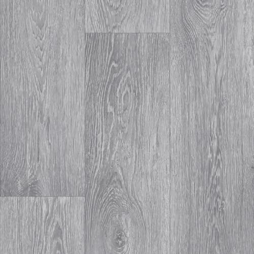 Vinyl Flooring Modern Wood Oak Plank Effect Vinyl Flooring Roll | Non-Slip Easy Clean Waterproof Lino Vinyl Floor | Living Dining Room, Lounge, Hallway Flooring (Light Grey, 2m x 4m)
