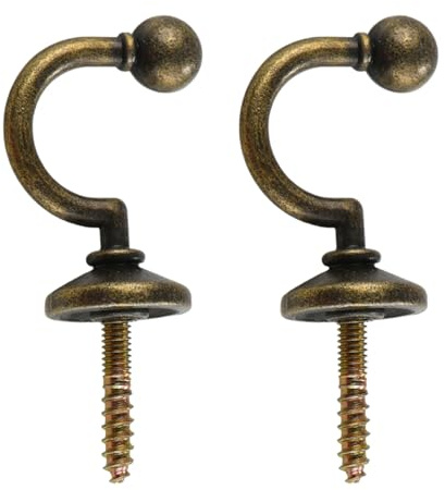 Antique Brass Curtain Tie Back Hooks, Pack of 2