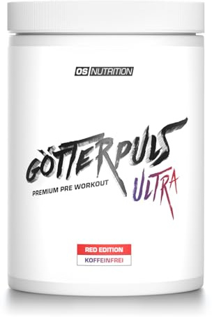 Götterpuls ULTRA Pre Workout (koffeinfrei) 480g Pulver RED EDITION | L-Citrullin, OXYSTORM, Citicolin & Cyclic Dextrin – Vegan – 480g Pulver – 20 Portionen – Himbeere-Kirsche-Erdbeere