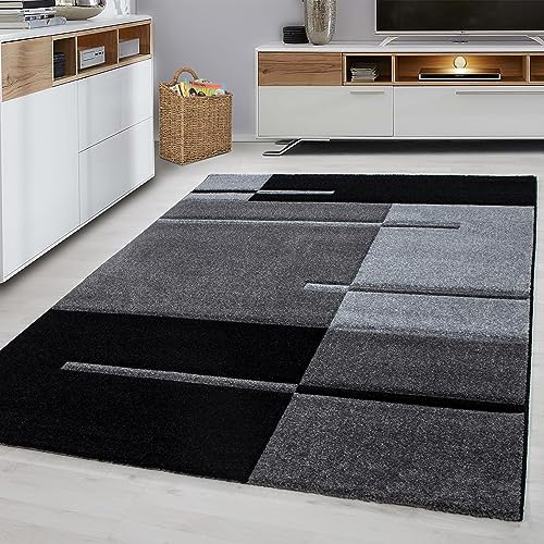 KADIMA DESIGN Wohnteppich Karo-Muster Pflegeleicht Waschbar Strapazierfähig Grau 240x340 cm Wohnzimmer Fußbodenheizung geeignet Oeko-TEX Gekettelt Flur Esszimmer Diele Schadstoffgeprüft | Monza