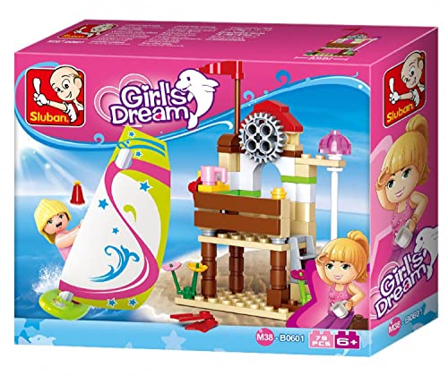 Sluban Klemmbausteine Sluban SL95371, Windsurf Abenteuerset (79 Teile) [M38-B0601], Spielset, Klemmbausteine, City, mit Spielfigur, Mädchenträume, merhfarbig, M38-B0601