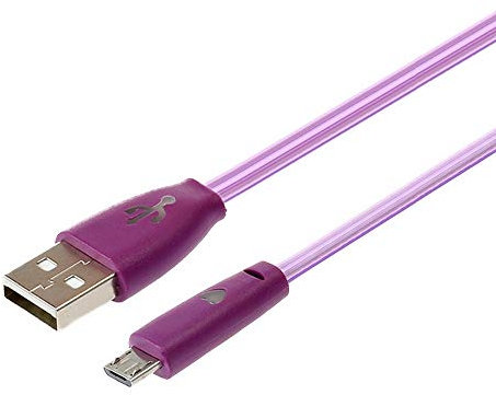 Shot Case Cable Smiley Micro USB pour Manette PlayStation 4 PS4 LED Lumiere Chargeur USB Smartphone Connecteur (Violet)