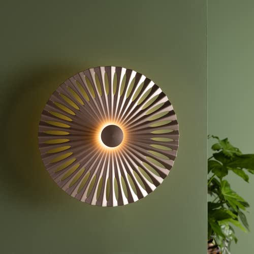 Lightbox LED Wandlampe - Wandleuchte mit 32cm Durchmesser - Backlight - Wandabstand ist einstellbar, warmweißes Licht - Aluminium/Kunststoff Braun/Kaffee